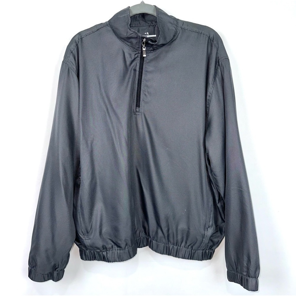 GRAND SLAM Men's M Golf Pullover Windbreaker Jacket Houndstooth Lined 1/4 Zip